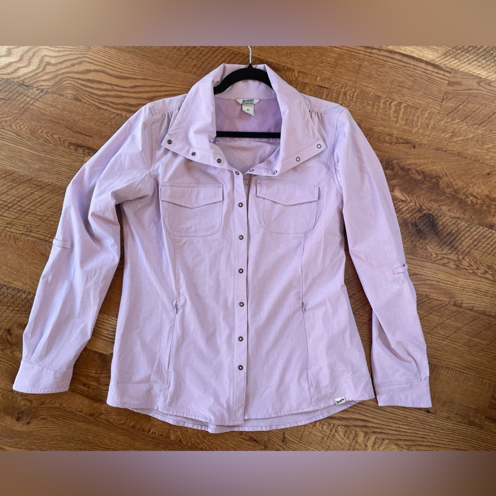 Duluth Trading Co Women's Lavender Button Down Shirt Hiking Active Quick Dry